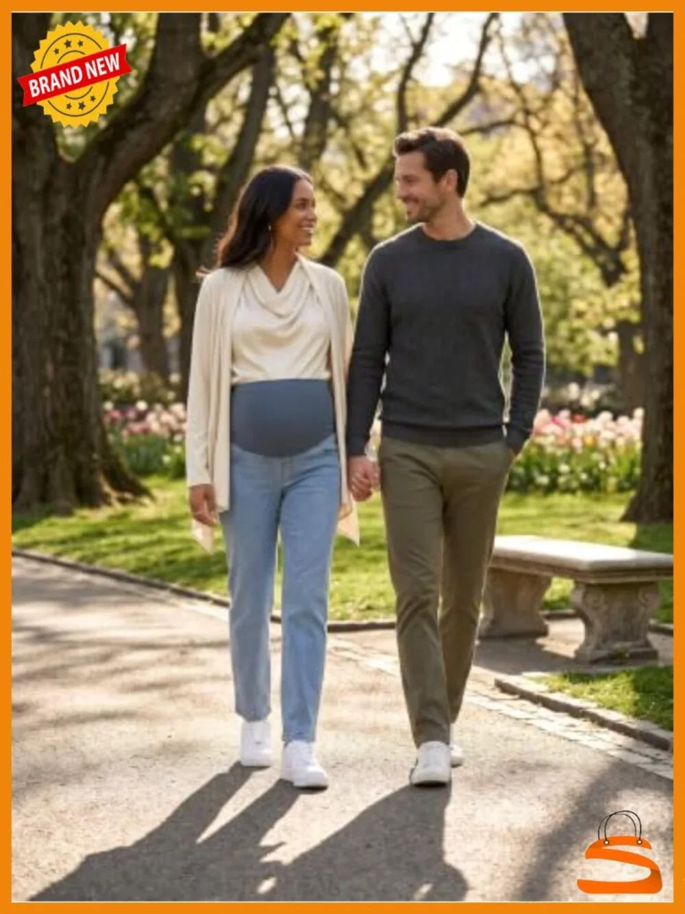 Over The Belly Straight Leg Maternity Jeans with Pockets